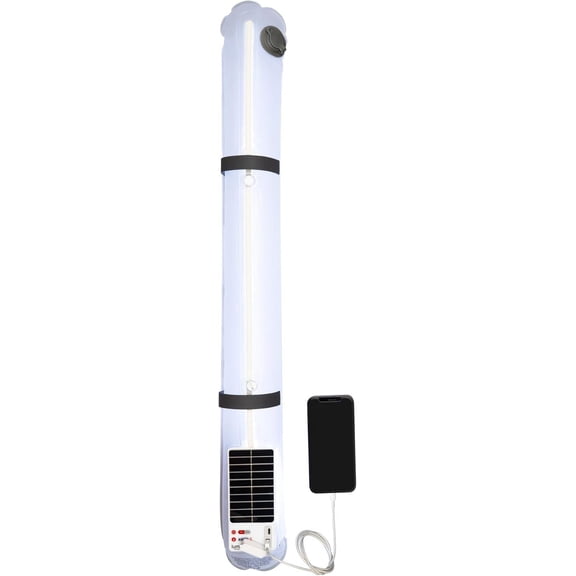 Solar Beam with Phone Charger - Shatterproof & Waterproof Inflatable Tube Lantern with 300 Lumens of Bright LED - Perfect for Camping, Backpacking, Hiking, Emergency