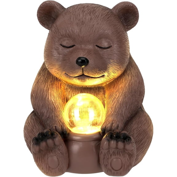 Solar Bear Statue for Outdoor, Garden Decor with Strong Lighting for Yard Art Lawn Ornaments Porch Patio Balcony Home House - Holiday Gifts for Family and Friends
