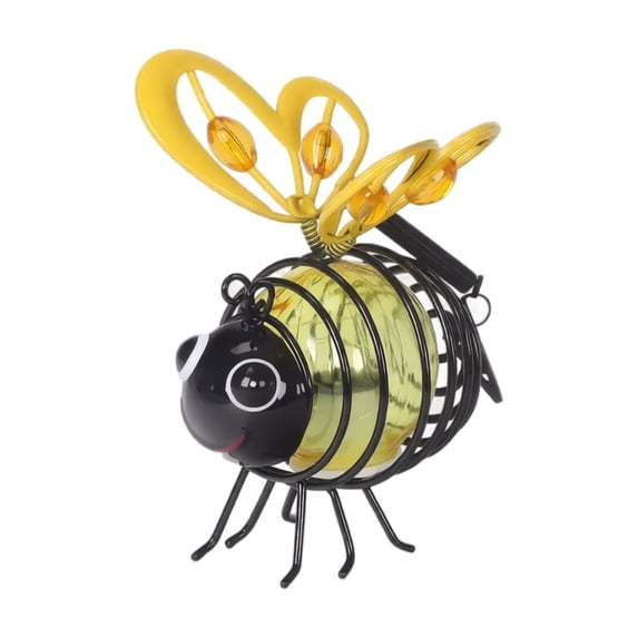 Solar Bee Garden Decor Metal Outdoor Lantern Sculpture with Integrated LED Light for Yard Patio Lawn Pathway Courtyard
