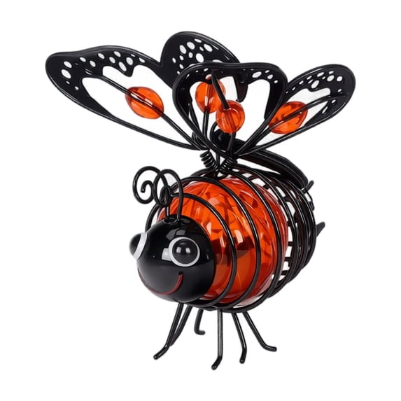 Solar Bee Garden Decor Metal Outdoor Lantern Sculpture with Integrated LED Light for Yard Patio Lawn Pathway Courtyard
