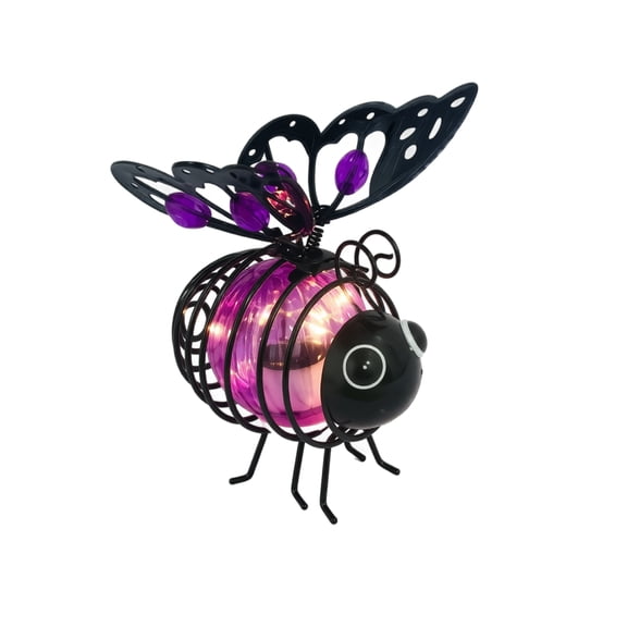 Solar Bee Hanging Light Outdoor Garden Decor, Metal LED Bumble Bee Ornament Waterproof for Yard Tree Porch Balcony
