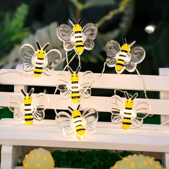 Solar Bee String Lights, 30 LED, 9.8ft Outdoor Battery Operated Garden Lights with 2 Modes for Patio, Yard, Holiday Decor