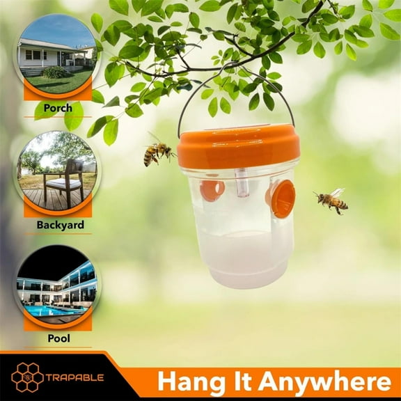 Solar Bee Traps for Outside, Wasp Trap Hanging, Hornet Traps, Yellow Jackets Killer, Bee Wasp Catcher Outside Garden