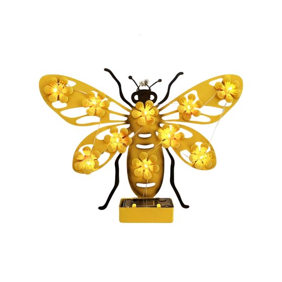 Solar Beecolonycolony Metal Wall Art Light,Waterproof LED Flower Wall Lamp,Outdoor Suspending Sculpture for Garden Yard Patio Decor