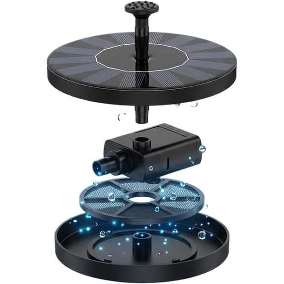 Solar Bird Bath Fountain, 2026 Upgraded Floating Pump with 6 Nozzles, Solar Powered Water Feature for Outdoor Gardens, Ponds, and Birdbaths (Black,5.1 inches)