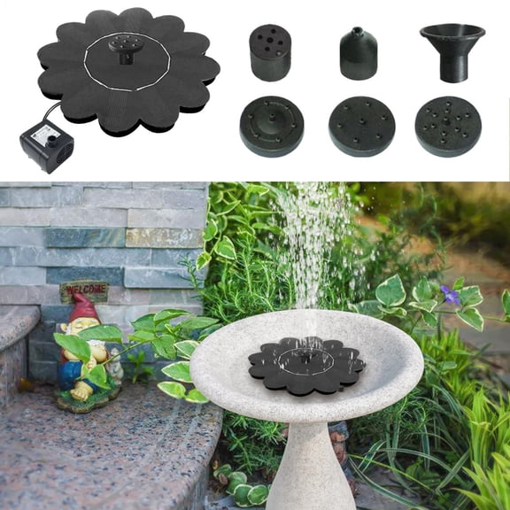 Solar Bird Bath Fountain Flower-Shaped Water Fountain Pump Waterfalls Outdoor Birdbath for Pool Pond Landscape Yard Patio Porch Deck Backyard greater