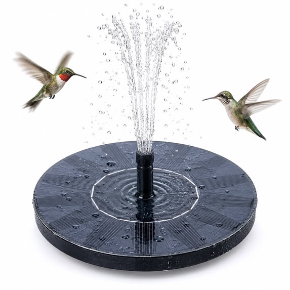 Diceymbol Solar Bird Bath Fountain Pump 6.3 Inch Black with 6 Nozzles Floating Solar Water Fountain for Garden Pond Pool Patio