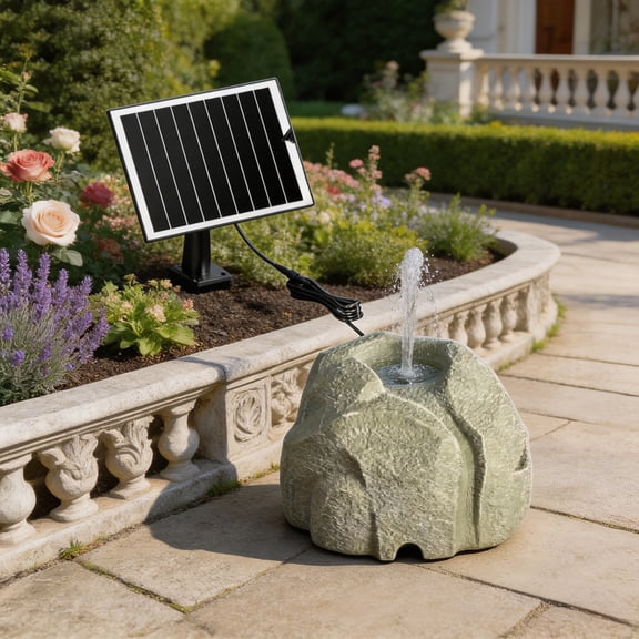 Solar Bird Bath Fountain Pump,Realistic Granite Rock Bubbler for Bird Bath,Bubbling Rock Fountain Kit with Solar Panel,for Birdbath Outdoor,Pond,Patio Garden,and Fish Tank