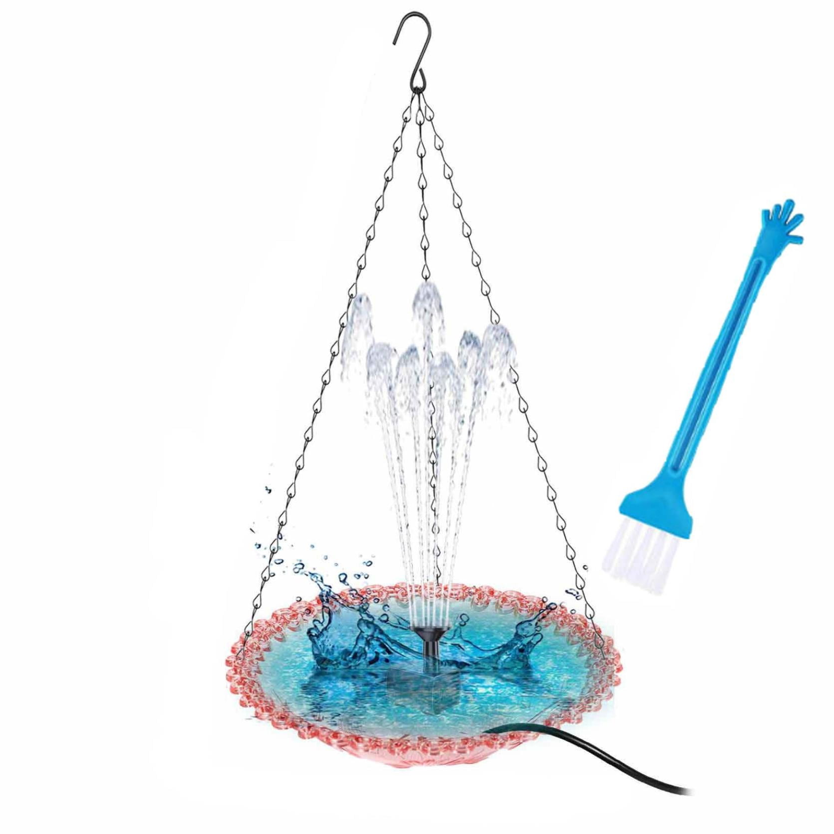 Hanging Solar Bird Bath With Water Fountain Pump – Outdoor Waterfall Decor, Hummingbird Shower Bowl (ABS + Metal)