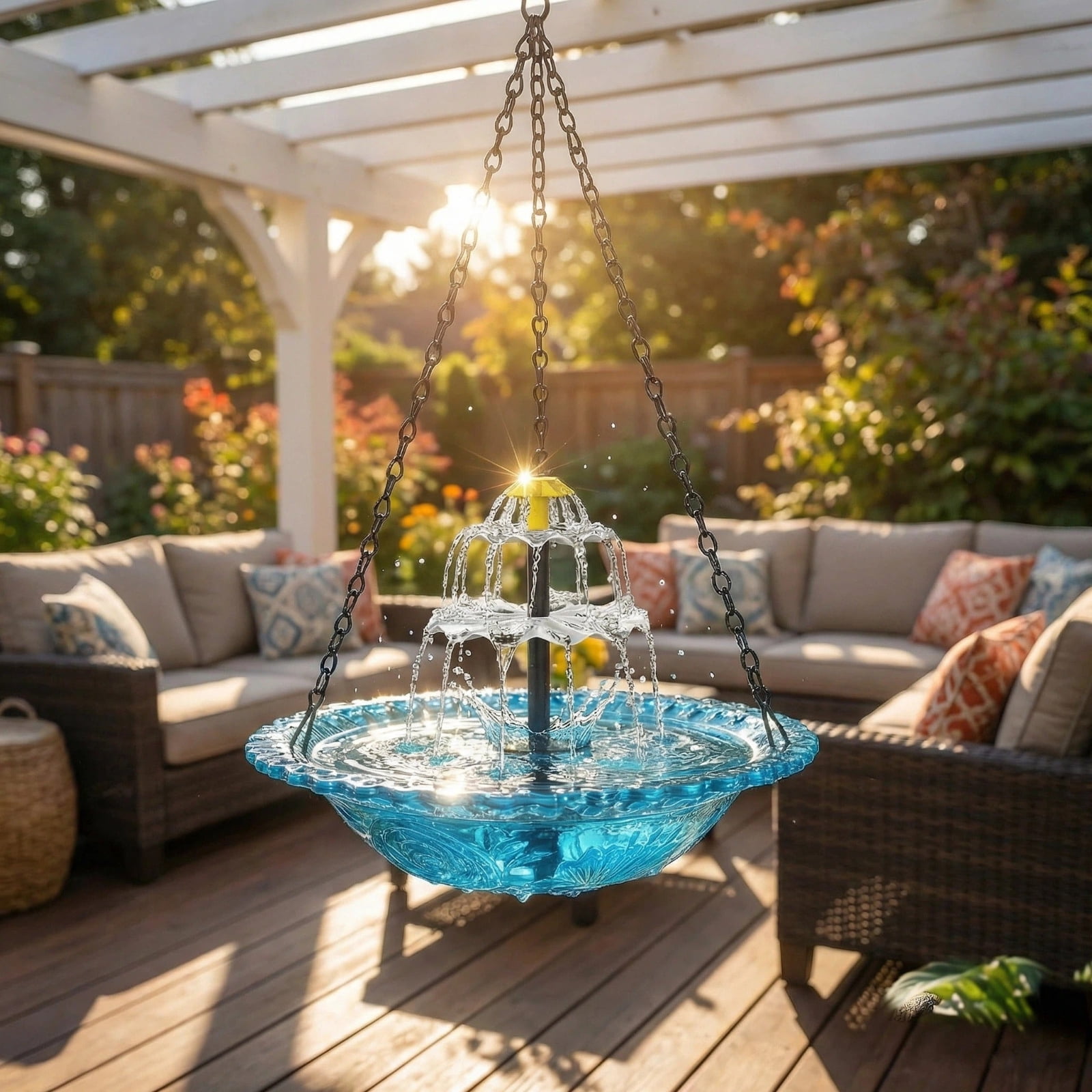 Solar Bird Bath Fountains – Vibrant Glass Bowl with Cascading Water & Wildlife Allure(Blue)