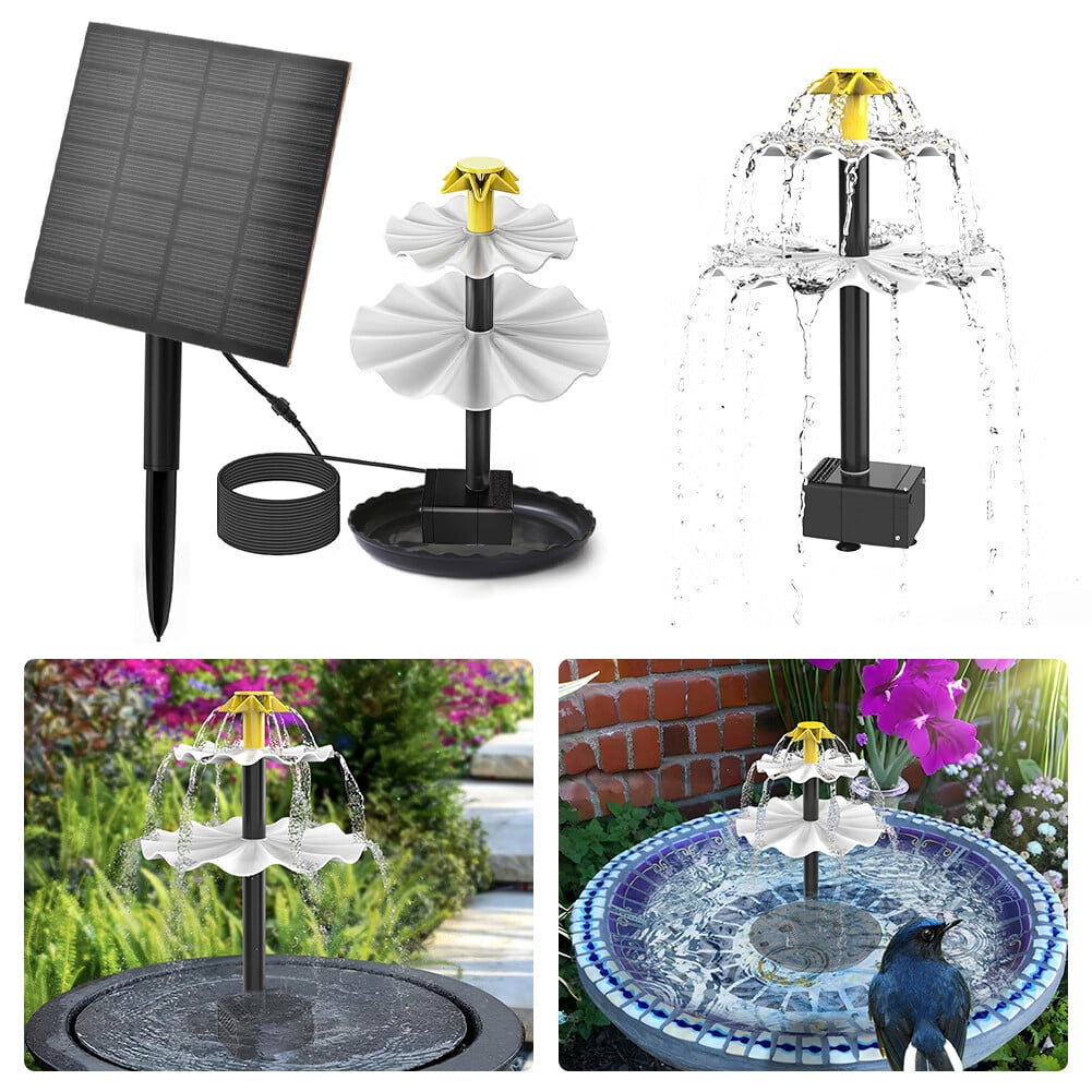 Solar Bird Bath Pump,3 Tiered 3.5W Fountain Pump,circulating landscape ...