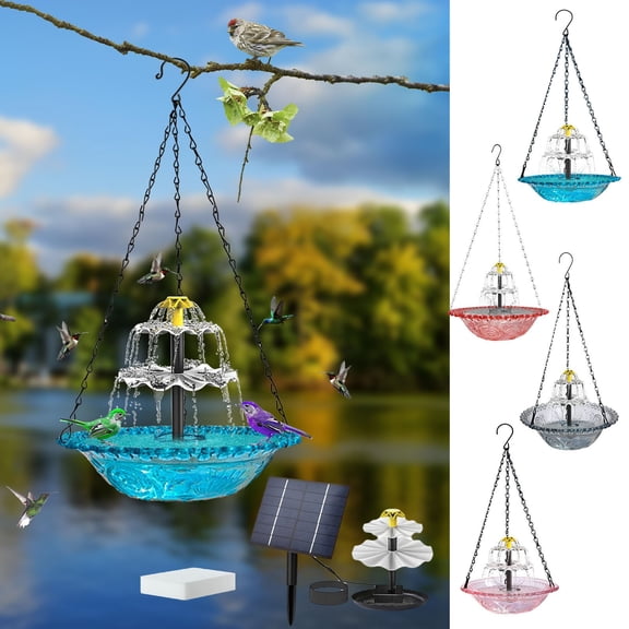 Solar Bird Bath With Solar Fountain,Explosion Outdoor Garden Garden Floating Hanging Solar Bird Feeder Birdbath Feeder