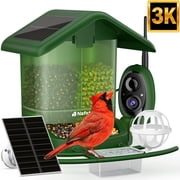 Nafnti Solar Bird Feeder with Camera, 5MP 3K HD Camera Bird Feeder, Ultra Wide 185  View, 2.5L Dual Hopper, Modular Easy Clean, 5200mAh Battery, 2.4GHz Wifi, AI Bird Identification, IP65 Weatherproof