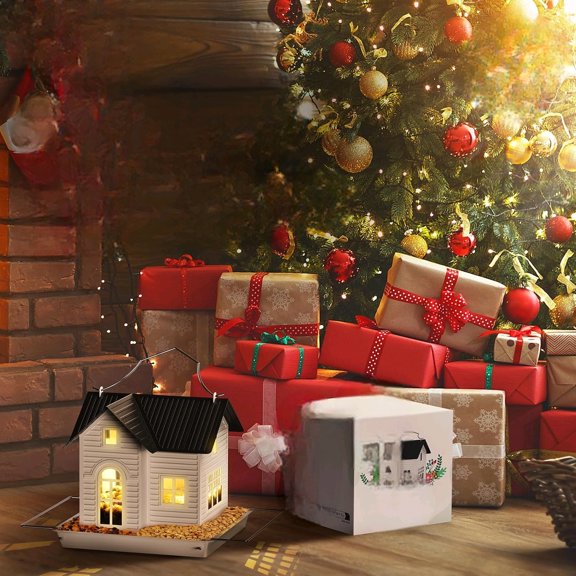 Solar Bird Feeder - Hanging Metal Bird House Feeder with Solar Lights, Outdoor Solar Lantern, Garden Decor for Outside, Unique Gifts for Mom, Grandma, Christmas$$Garden & Patio