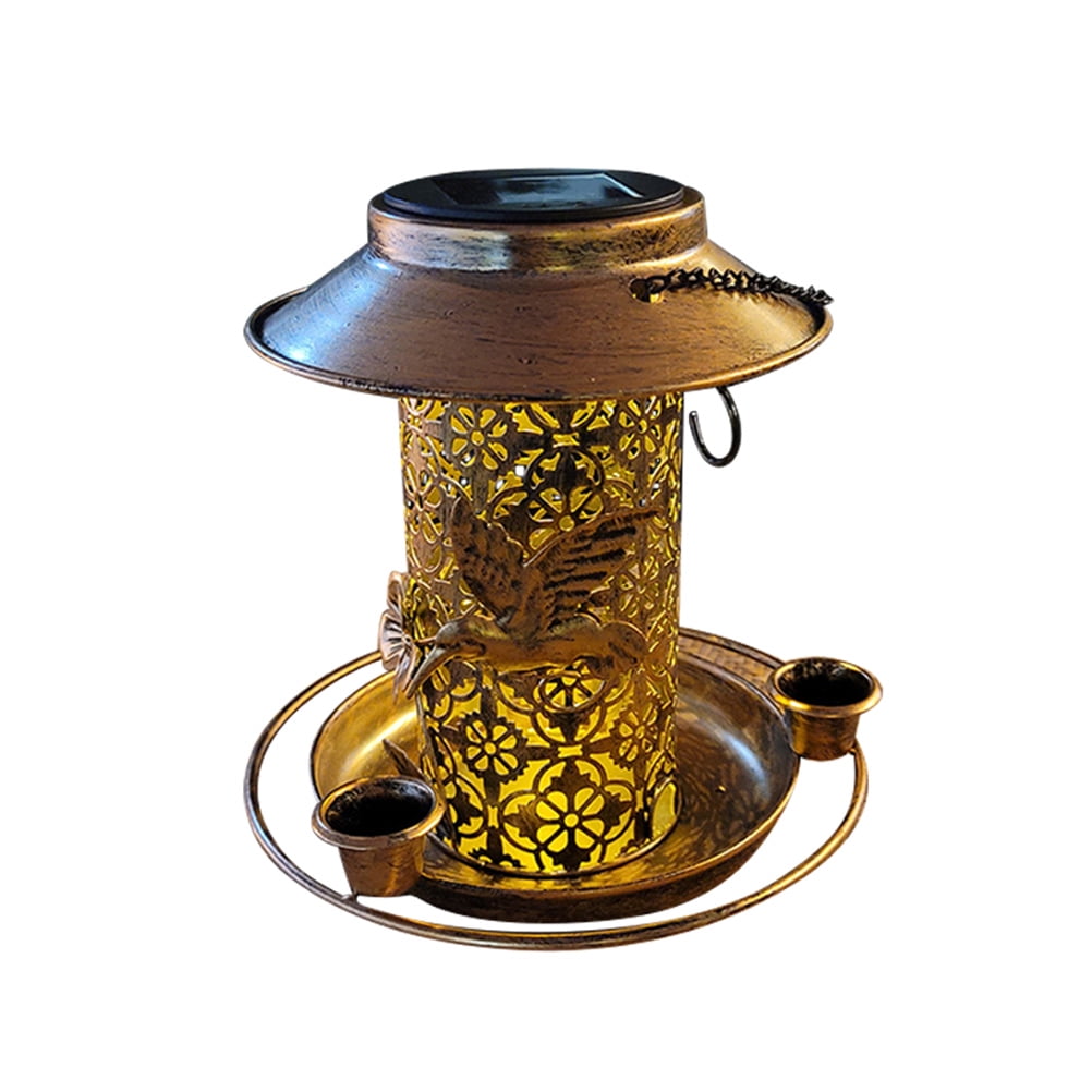 Solar Bird Feeder Light LED Feeding House Feeders Iron Food for ...