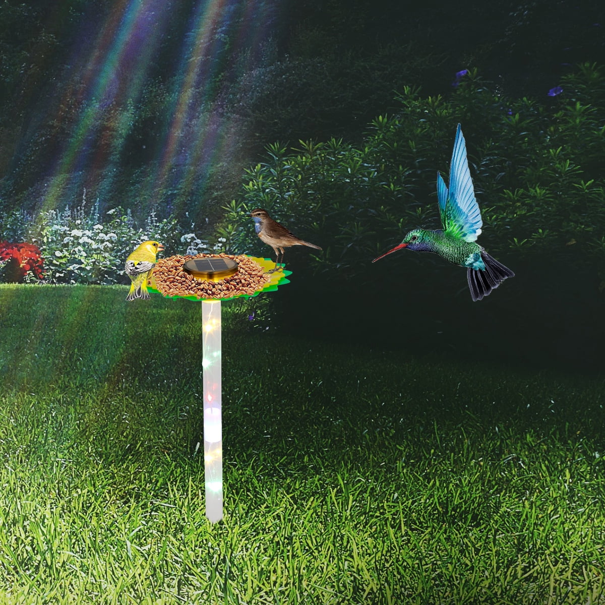 Solar Bird Feeder Outdoor Hanging Wild Bird Feeder IP65 Waterproof Bird