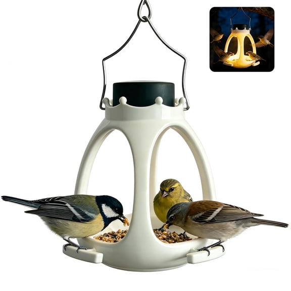 Solar Bird Feeder for Outdoors Hanging, 2026 Innovative Crown Wild Bird Feeders for Outside, Waterproof Eco-Friendly Polymer Bird Houses for Backyard Birding & Wildlife Decor