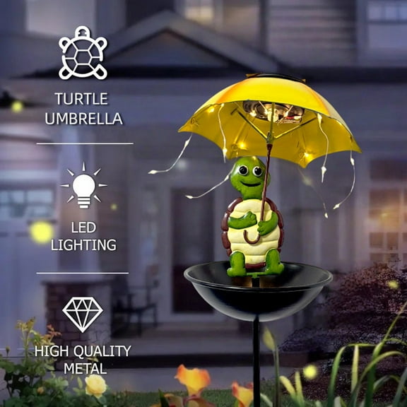 Solar Bird Feeder Turtle Garden Decor Outdoor Solar Lights Figurine Lights