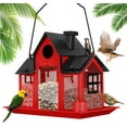 thumbnail image 1 of Solar Bird Feeders House for Outside Hanging, Metal Wild Bird Feeder for Outdoors Large Capacity Cardinal Birdfeeder Birdhouses Metal Bird Feeding Station Red, 1 of 6