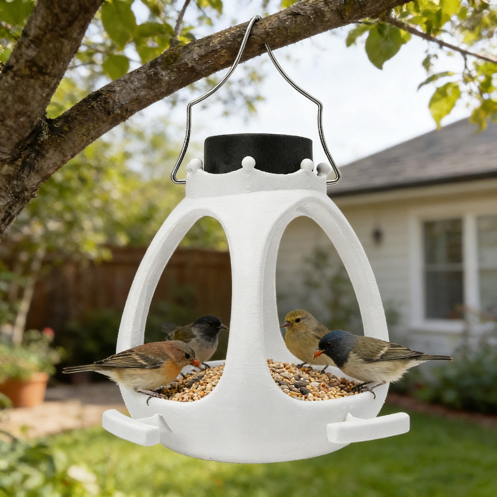 Solar Bird Feeders for Outdoors Hanging - Attract Wild Birds & Cardinals, Elegant Minimalist Design, Garden Décor, Unique Gift