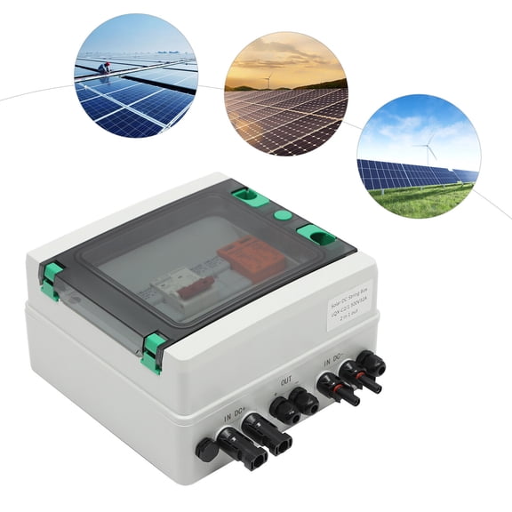 Solar Box 2 String 32 Amp IP65 Waterproof Box DC 500V 32A Circuit Breakers Solar Combiner Box Switch DC500V/1000V Circuit Breaker Protector
