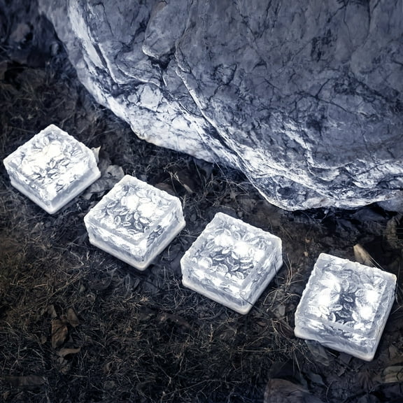 Solar Brick Lights Outdoor Solar Lights for Yard 4X4"Solar Brick Landscape Path Light, 4 Pack LED Light Brick Garden Decor for Pathway Patio Walkway Backyard Decoration,Cool White