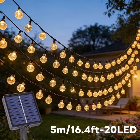 Solar Bubble Ball Light String, Warm White Glow, 20/50/100LED Options, IP54 for Garden, Courtyard & Party Decor, Christmas