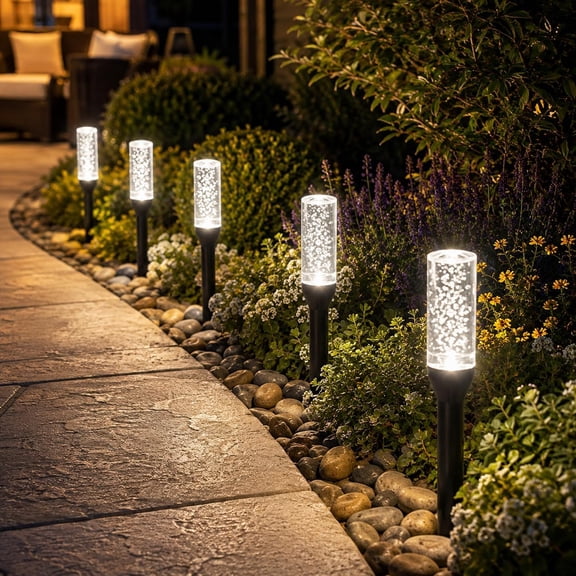 Solar Bubble Pathway Light, 20 Pack Outdoor Garden Pathway Lights, 20 LED Solar Bubble Tube Lights, Ip65 Waterproof LED Pathway Lights for Gardens, Yards, And Outdoor Decor
