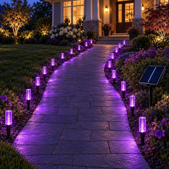Solar Bubble Pathway Light, Solar Powered Crystal Column Pathway Lights, Crystal Acrylic Lens, Dusk to Dawn Sensor, IP54 Waterproof Ambient Lamp for Yard Walkway Patio Landscape