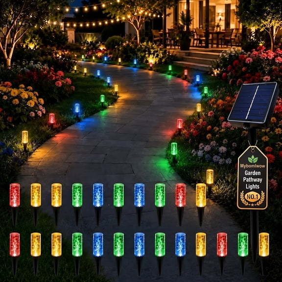 Solar Bubble Pathway Light, Solar Powered Pathway Stake Light, Outdoor Garden Walkway Lights, Decorative Bubble Lights for Yard Lawn Patio Driveway Landscape Decor