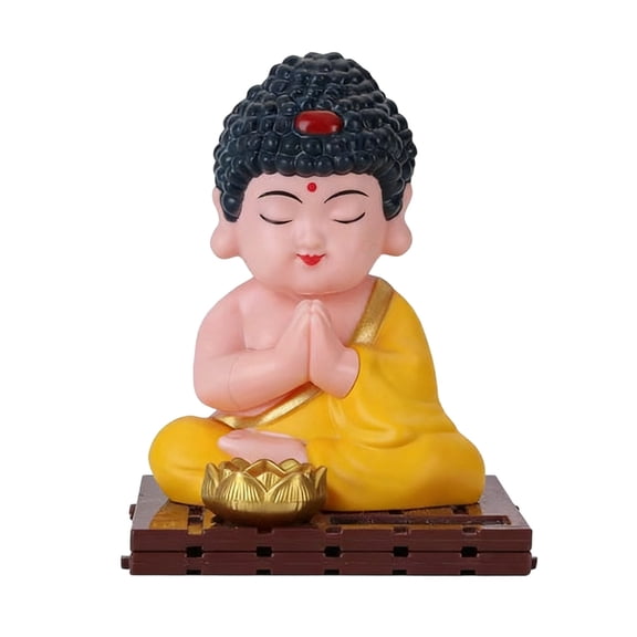 Solar Buddhas Nodding Head Car Dashboard Ornament ABS Quiet Easy Install