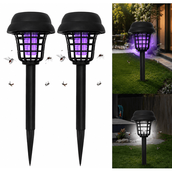 Solar Bug Zapper, 2/4 Pack Outdoor Solar Powered Mosquito Zapper Killer Lamp Fly Zapper Repellent Lighting Stake Landscape Fixture