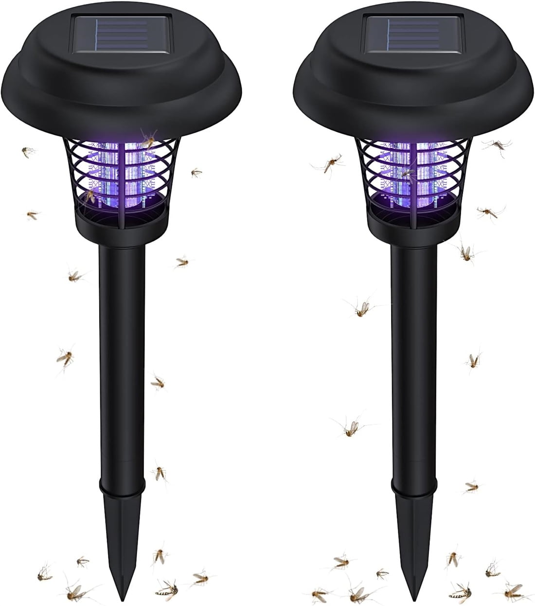 Solar Bug Zapper 2 Pcs, Outdoor Waterproof LED Solar Mosquito Zapper,Powered Mosquito Killer Light Lamp for Indoor and Outdoor Use