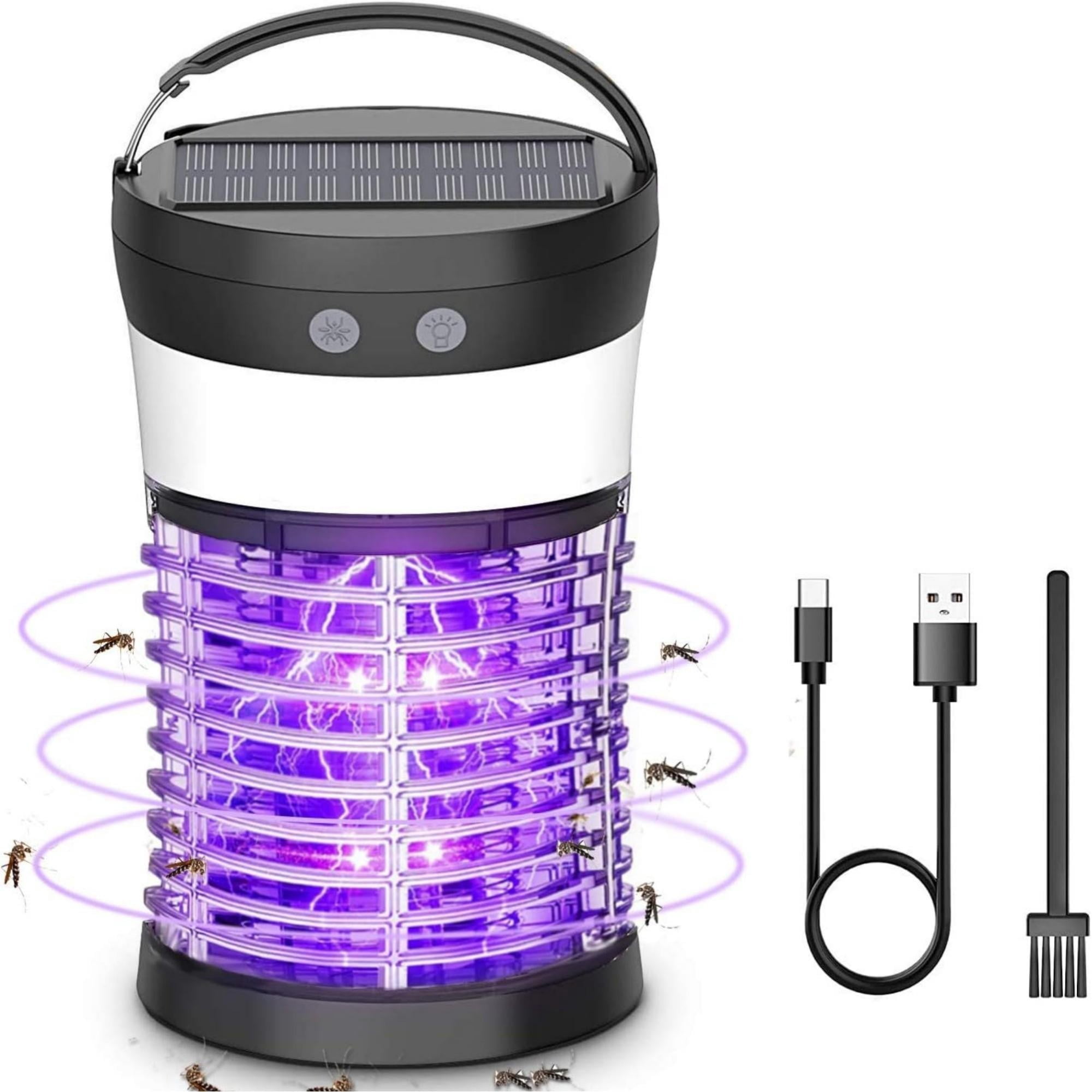 Solar Bug Zapper, 3000V Electric Mosquito Killer, IP66 Waterproof Rechargeable 3-in-1 Fly Trap Outdoor Indoor