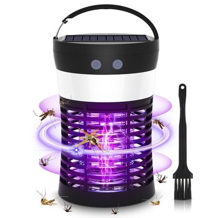 Solar Bug Zapper Lantern, Electric Solar Mosquito Killer for Indoor & Outdoor, IP65 Waterproof Portable Mosquito Zapper
