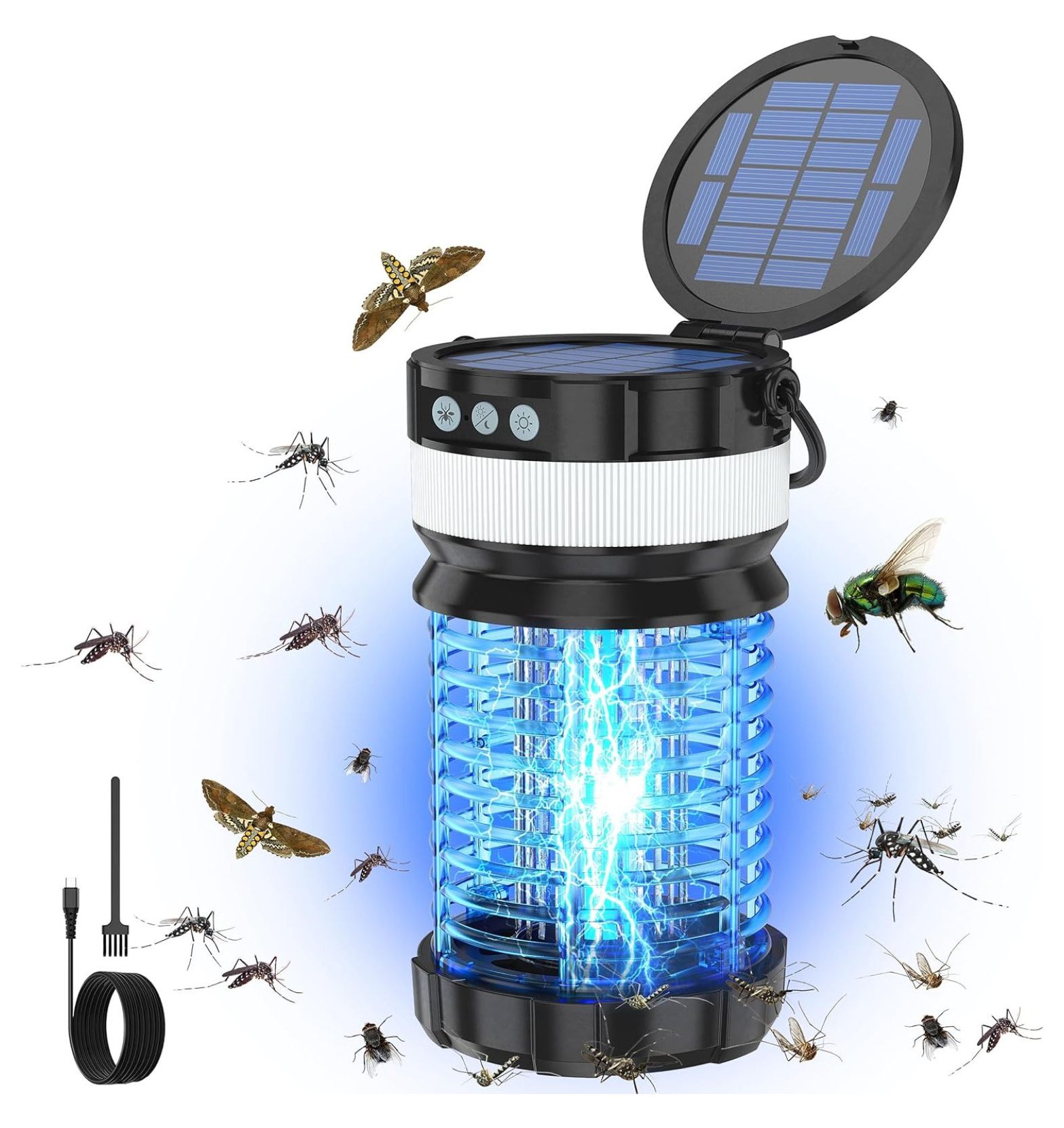 Solar Bug Zapper Outdoor,Cordless Rechargeable Mosquito Zapper, 4200V