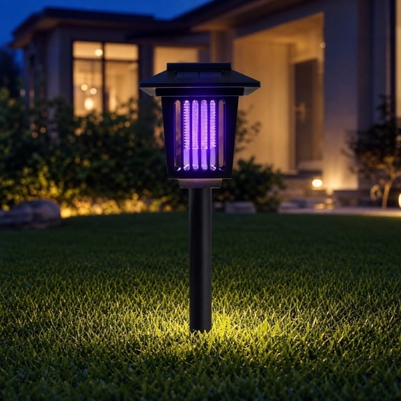 Solar Bug Zapper Outdoor, Rechargeable Mosquito Fly Zapper Lamp Repellent Outdoor Waterproof LED, Solar Powered Mosquito Killer Lamp for Indoor & Outdoor (1PC)