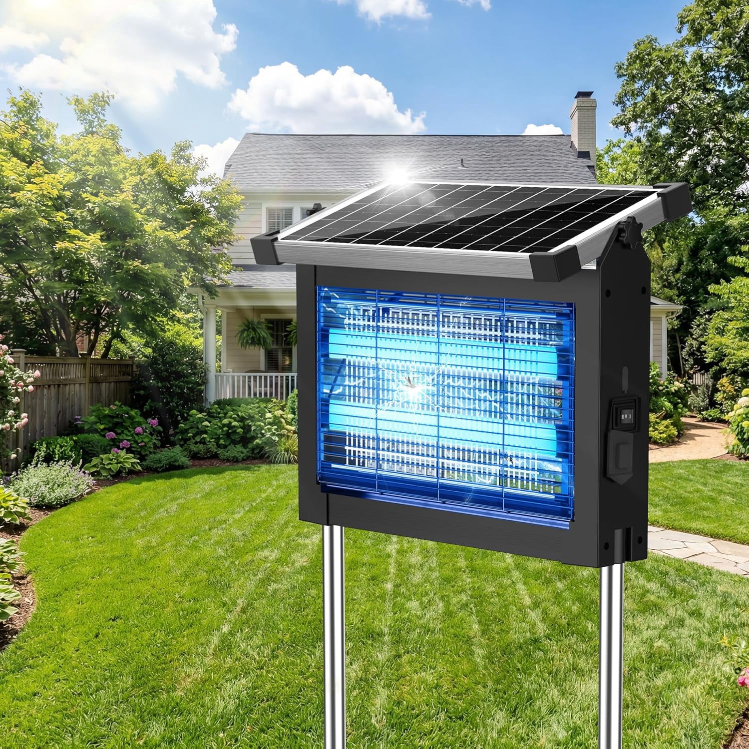 Multi Zapper Solar Bug Zapper Outdoor, Rechargeable & Powered, 4500V High Voltage ...