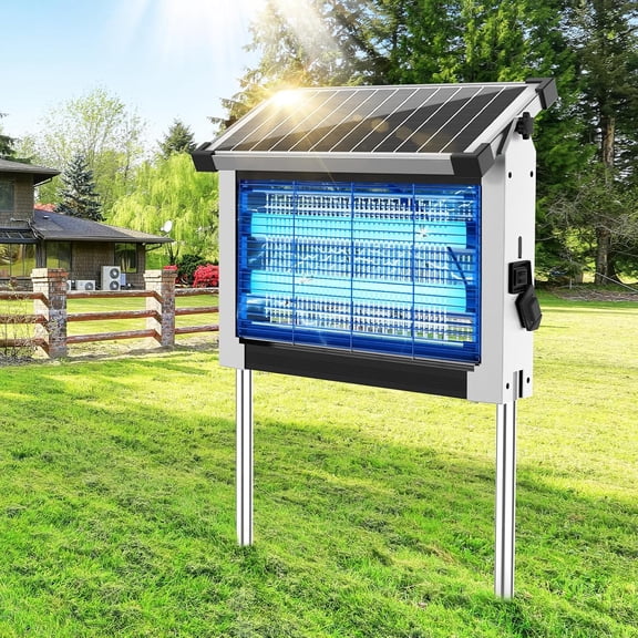 Solar Bug Zapper Outdoor Waterproof, 4500V High Power Cordless Mosquito Zapper with Smart Light Sensor, Dual Solar & USB Rechargeable Insect Killer for Patio, Garden, Backyard, Indoor & Outdoor Use