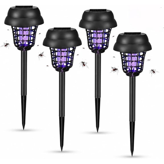 Solar Bug Zapper Outdoor Waterproof Mosquito Repellent Auto On/Off Purple or White Light Solar Powered for Yard Garden Backyard Pathway