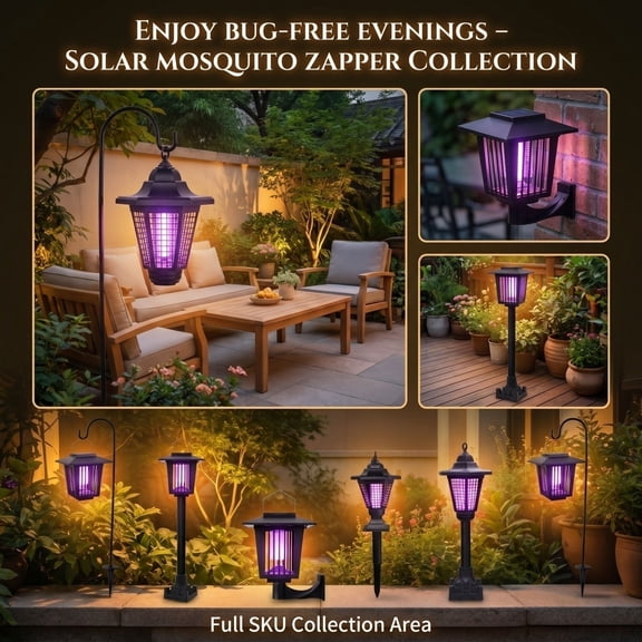 Solar Bug Zapper Outdoor Waterproof Solar Powered Mosquito Repellent Outdoor Patio,Cordless & Auto On/Off Trap Purple & White Light for Gnat Fly Insect Zapper for Garden Backyard for Outside