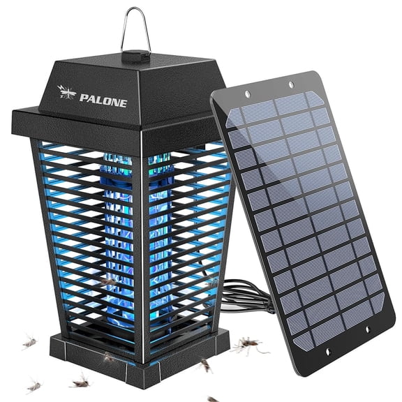 Solar Bug Zapper PALONE 2600mAh Rechargeable Mosquito Killer Lamp Outdoor Indoor Waterproof Fly Trap with Separate Solar Panel Type-C Charging
