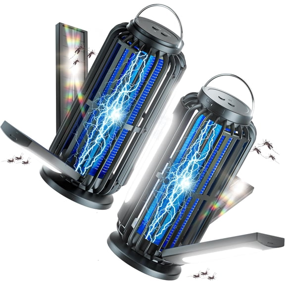 Solar Bug Zapper, Solar Charging Panels, Mosquito Zapper, Auto On/Off LED Light, IP6Waterproof, Indoor Outdoor Insect Killer for Yard Patio Garden
