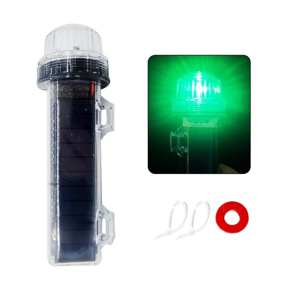 Solar Buoy Marker Light with Clear Beacon Head, Side Mount Tabs, Marine Warning Design for Net Lines and Boats