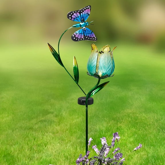 Solar Butterfly Flower Garden Stake - Blue