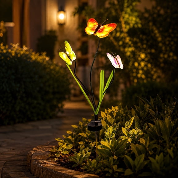 Solar Butterfly Stake Lights, Decorative Solar Garden Lights With Auto On Off Function And Warm Ambient Glow, Waterproof Outdoor Accent Lights for Pathway Flower Bed Yard Patio