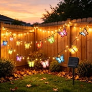 Solar Butterfly String Lights, Waterproof Multicolor LED Outdoor Fairy Lights for Patio Garden Pergola Wedding Party Decor Christmas Gift 196.8 In