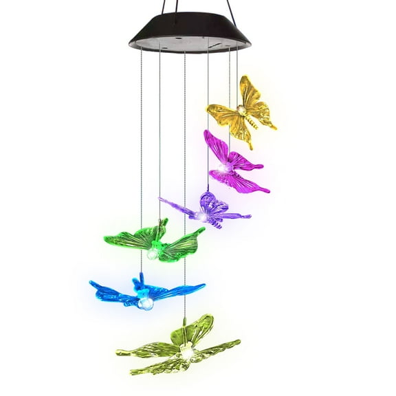 Solar Butterfly Wind Chime Light Outdoor, Waterproof Hanging Decoration Patio Lights, Butterfly Lights for Women Mom Grandma Wife Gift