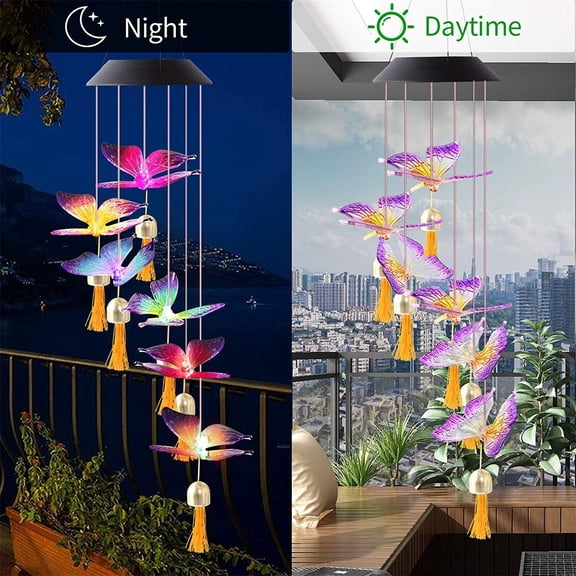 Solar Butterfly Wind Chimes, Dynamic Color Changing Wind Chime, Beautiful Appearance For Yard Landscape And Leisure Space Decor