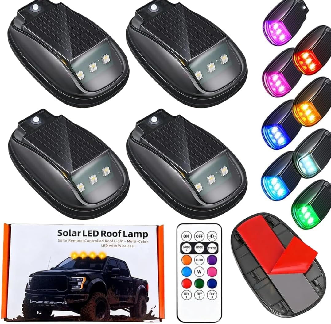 Solar Cab Lights, Wireless 8-Color RGB Strobe Lights with Remote | Roof ...